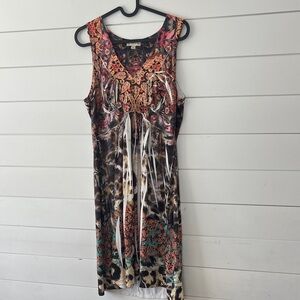 Live and Let Live Multicolor Patterned Midi Dress